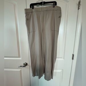 Beige Knit Wide-Leg Trousers 1x